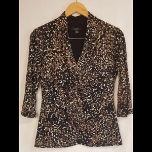 Alfani Women's Brown and Black Animal Print Top Size M